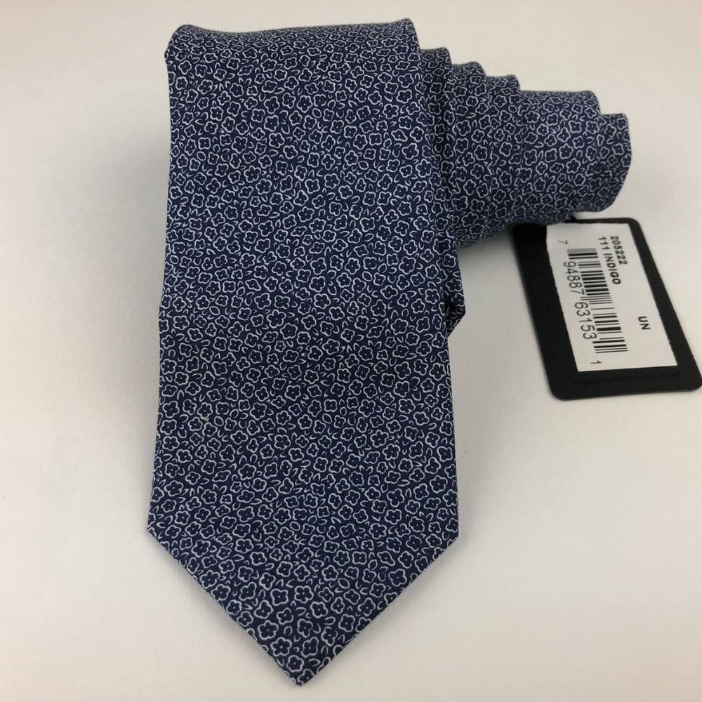 Report Collection Skinny Necktie Blue 100% Cotton - Picture 2 of 3